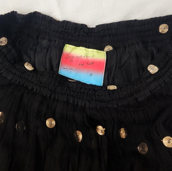 Lost and Found X Paul Ropp 100% Rayon Black and Gold Gypsy Boho style Skirt Mult - Picture 7 of 14